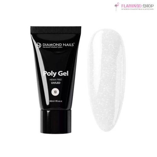 Diamond Nails Polygél 30ml PolyGel 13 - White Glitter (Fehér csillám) - 30ml - HEMA-mentes