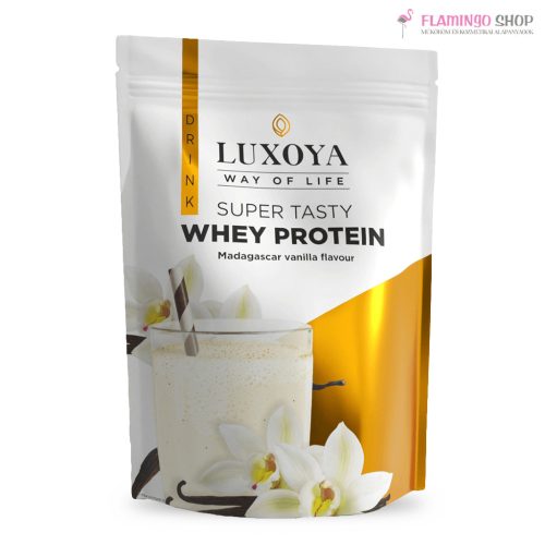 Luxoya Super Tasty Whey Protein Prémium Fehérje Italpor Madagaszkári vanília ízű 450g Tasak