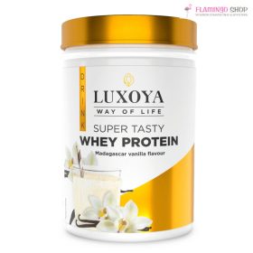  Luxoya Super Tasty Whey Protein Prémium Fehérje Italpor Madagaszkári vanília ízű 450g Doboz