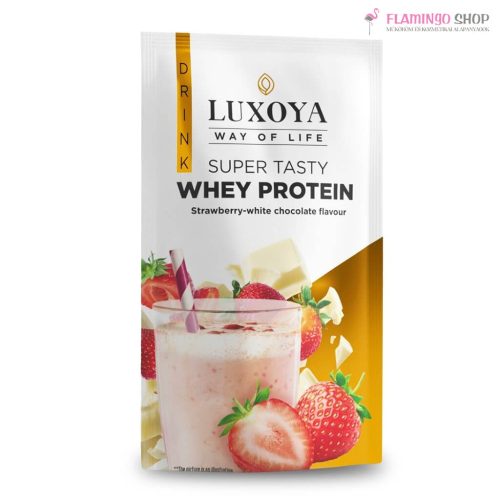 Luxoya Super Tasty Whey Protein Prémium Fehérje Italpor Eper fehércsokoládé ízű 30g