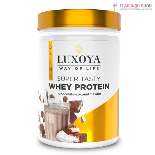 Luxoya Super Tasty Whey Protein Prémium Fehérje Italpor Csokoládé kókusz ízű 450g Doboz