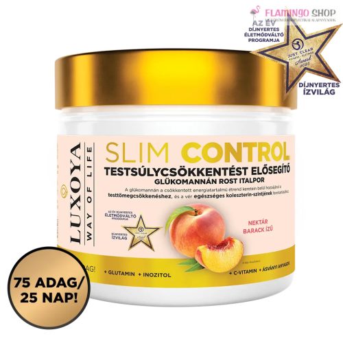  Luxoya Slim Control - Testsúlycsökkentést elősegítő glükomannán rost italpor – Őszibarack ízű - 300 g