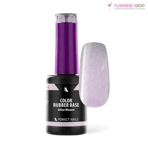 Perfect Nails Color Rubber Base Gel Színezett Alapzselé 8ml Glitter Blossom